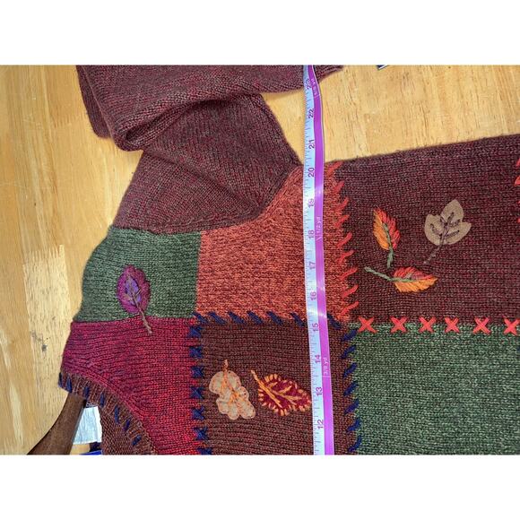 Vintage Erika & Co Sweater Fall Floral Toggle Button Earth Fairy Women Medium - Picture 11 of 12